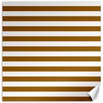 Horizontal Stripes - White and Golden Brown Canvas 16  x 16 