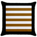 Horizontal Stripes - White and Golden Brown Throw Pillow Case (Black)