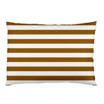 Horizontal Stripes - White and Golden Brown Pillow Case (Two Sides)