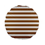 Horizontal Stripes - White and Golden Brown Standard 15  Premium Round Cushion