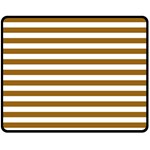 Horizontal Stripes - White and Golden Brown Fleece Blanket (Medium) (One Side)