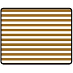 Horizontal Stripes - White and Golden Brown Double Sided Fleece Blanket (Medium) (Two Sides)