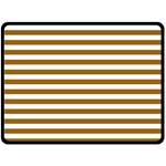 Horizontal Stripes - White and Golden Brown Double Sided Fleece Blanket (Large) (Two Sides)