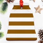 Horizontal Stripes - White and Golden Brown Ornament (Bell)