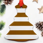 Horizontal Stripes - White and Golden Brown Ornament (Christmas Tree)