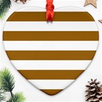 Horizontal Stripes - White and Golden Brown Heart Ornament (Two Sides)