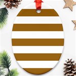 Horizontal Stripes - White and Golden Brown Oval Ornament (Two Sides)