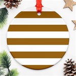 Horizontal Stripes - White and Golden Brown Ornament (Round)