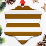 Horizontal Stripes - White and Golden Brown Ornament (Snowflake)