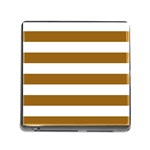 Horizontal Stripes - White and Golden Brown Memory Card Reader (Square)