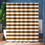 Horizontal Stripes - White and Golden Brown Shower Curtain 60  x 72  (Medium)