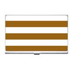 Horizontal Stripes - White and Golden Brown Business Card Holder