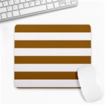 Horizontal Stripes - White and Golden Brown Large Mousepad