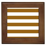 Horizontal Stripes - White and Golden Brown Framed Tile