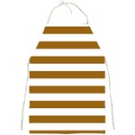 Horizontal Stripes - White and Golden Brown Full Print Apron