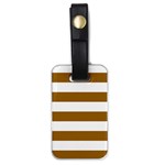 Horizontal Stripes - White and Golden Brown Luggage Tag (One Side)