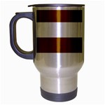 Horizontal Stripes - White and Golden Brown Travel Mug (Silver Gray)