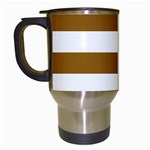 Horizontal Stripes - White and Golden Brown Travel Mug (White)