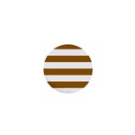 Horizontal Stripes - White and Golden Brown 1  Mini Button