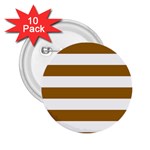 Horizontal Stripes - White and Golden Brown 2.25  Button (10 pack)