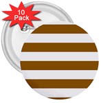 Horizontal Stripes - White and Golden Brown 3  Button (10 pack)