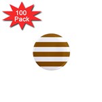 Horizontal Stripes - White and Golden Brown 1  Mini Magnet (100 pack)