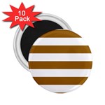 Horizontal Stripes - White and Golden Brown 2.25  Magnet (10 pack)