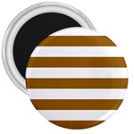 Horizontal Stripes - White and Golden Brown 3  Magnet
