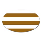 Horizontal Stripes - White and Golden Brown Magnet (Oval)