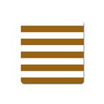 Horizontal Stripes - White and Golden Brown Magnet (Square)