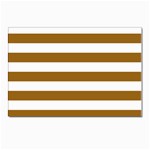 Horizontal Stripes - White and Golden Brown Postcard 4  x 6 