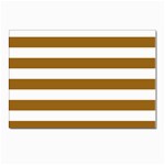 Horizontal Stripes - White and Golden Brown Postcards 5  x 7  (Pkg of 10)