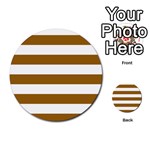 Horizontal Stripes - White and Golden Brown Multi-purpose Cards (Round)