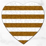 Horizontal Stripes - White and Golden Brown Jigsaw Puzzle (Heart)