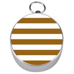 Horizontal Stripes - White and Golden Brown Silver Compass