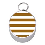 Horizontal Stripes - White and Golden Brown Silver Compass (Mini)