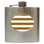 Horizontal Stripes - White and Golden Brown Hip Flask (6 oz)