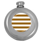 Horizontal Stripes - White and Golden Brown Hip Flask (5 oz)