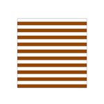 Horizontal Stripes - White and Brown Satin Bandana Scarf