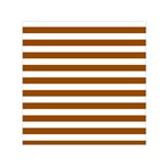Horizontal Stripes - White and Brown Small Satin Scarf  (Square)
