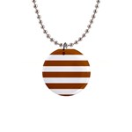 Horizontal Stripes - White and Brown 1  Button Necklace