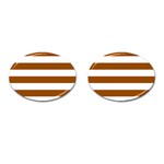 Horizontal Stripes - White and Brown Cufflinks (Oval)