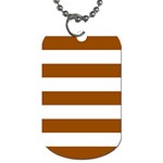 Horizontal Stripes - White and Brown Dog Tag (Two Sides)