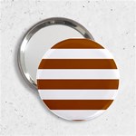 Horizontal Stripes - White and Brown 2.25  Handbag Mirror