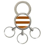 Horizontal Stripes - White and Brown 3-Ring Key Chain
