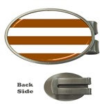 Horizontal Stripes - White and Brown Money Clip (Oval)