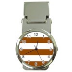 Horizontal Stripes - White and Brown Money Clip Watch