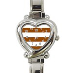 Horizontal Stripes - White and Brown Heart Italian Charm Watch
