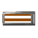 Horizontal Stripes - White and Brown Superlink Italian Charm (9mm)
