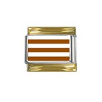 Horizontal Stripes - White and Brown Gold Trim Italian Charm (9mm)